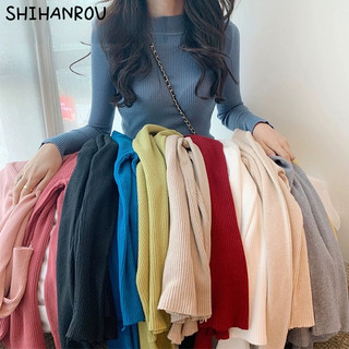 Shihanrouplus Ultra Áo Len Nữ 3cm Cổ Tròn Nhiều Màu, Áo Len Cổ Cao Ấm Áp Mùa Đông Nữ Đẹp Áo Thun Dài Tay