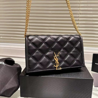 Túi đeo vai chuỗi kim cương phong cách mới Becky Da thật có hộp YS999999-0523