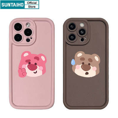 Suntaiho Ngộ nghĩnh Vỏ Dễ Thương Họa Tiết Gấu Hoạt Hình Ốp Điện Thoại Cho Iphone 15 14 12 13 11 Pro Max IP 7 8 Plus Iphon X Xs XR Xs Max Silicone Mềm Cao Cấp Chống Sốc Ốp Lưng
