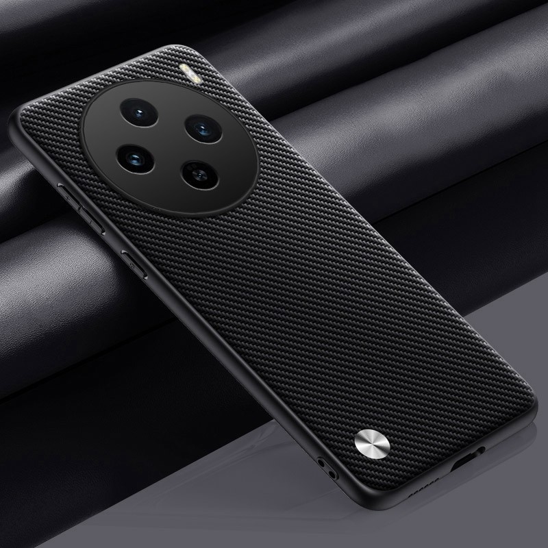Ốp Da PU Bằng Sợi Carbon Cho VIVO X100 S Pro X100Pro Matte TPU Silicone Bảo Vệ Toàn Diện Ốp điện tho