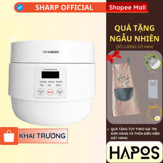 Nồi cơm điện Sharp mini 1L 600W Chính hãng [Hẹn giờ, mâm nhiệt 3D, 6 chức năng nấu] KS-COM100DV-WH - HAPOS