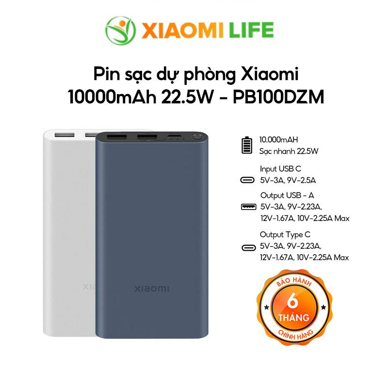 Pin sạc dự phòng Xiaomi Mi Gen 4 Dung lượng 10000 mAh | Công suất 22.5W | Hỗ trợ sạc nhanh - Bảo hành 6 tháng