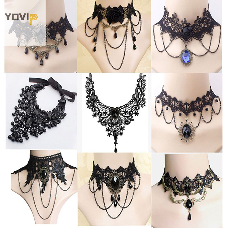 Yovip 1 Vòng Cổ Choker Vintage Vòng Cổ Gothic Trang Sức Vòng Cổ & Mặt Dây Chuyền Vòng Cổ Giả VN
