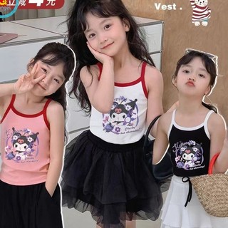 Áo vest thun không tay in hình hoạt hình ngắn tay cho bé gái