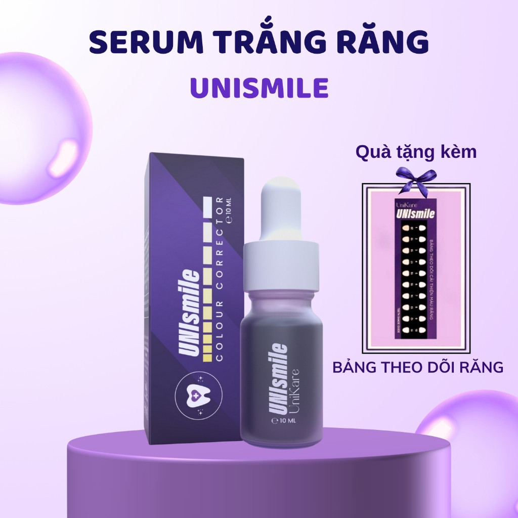 Serum Trắng Răng Unismile, Kem Đánh Răng hỗ trợ cải thiện vết ố vàng nâng tone Răng, Unikare, làm tr