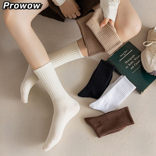 Vớ cotton trung niên ProwowM, màu đen trắng phong cách Nhật Bản, quần áo nữ mùa thu đông phong cách Hàn Quốc