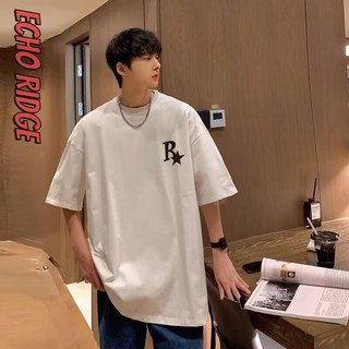 Áo thun ngắn tay Echo Ridge Cotton phong cách Hồng Kông dáng rộng đơn giản giản giản dị hợp thời trang