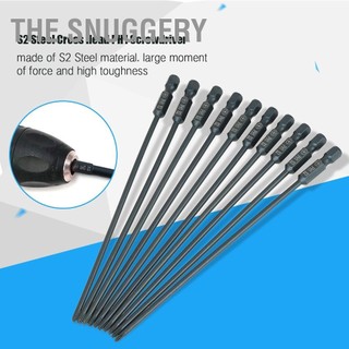 The Snuggery 10 chiếc S2 Đầu chữ thập bằng thép PH1 Bộ tuốc nơ vít 1/4 inch Chuôi lục giác 150mm