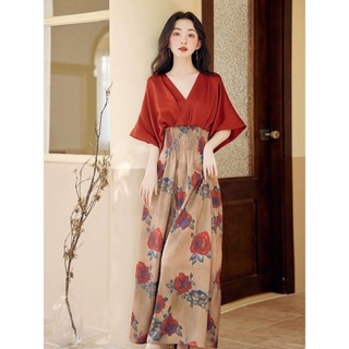 Mới Phong Cách Trung Hoa Phong Cách Retro Dân Tộc Giả Hai Mảnh Đỏ Đầm Cao Cấp Niche Thiết Kế Sang Trọng Đẹp Dài Đầm