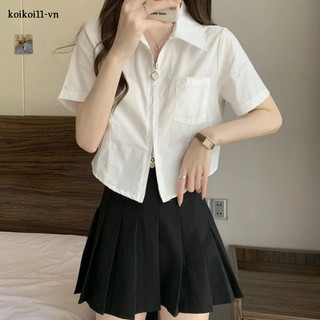 Áo sơ mi ngắn tay MAIFUWEI HUIZUMEI có khóa kéo hình trái tim sành điệu