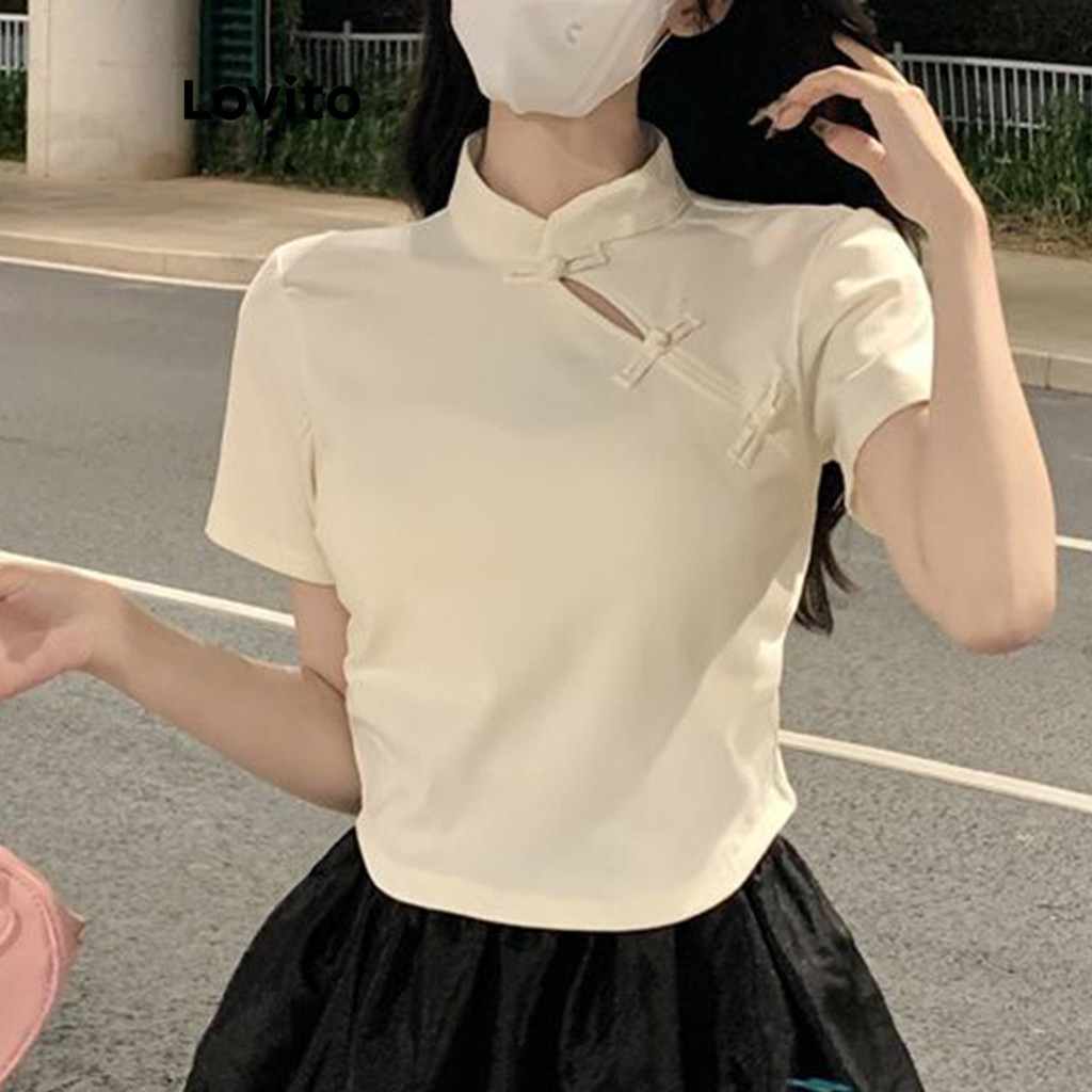 Áo thun Lovito màu trơn cơ bản phong cách thường ngày cho nữ LNE42251