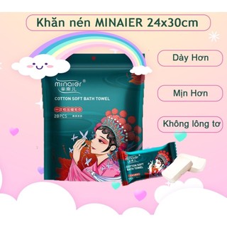 Nguyên bịch 20 gói khăn giấy nén du lịch, khăn nén rửa mặt cotton MINAIER cao cấp, tiện dụng