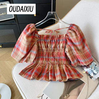 OUDAIXIU áo phông áo thun nữ croptop baby tee Minimalist Fashion Vintage Cổ điển WTX2460AZB 26Z240624