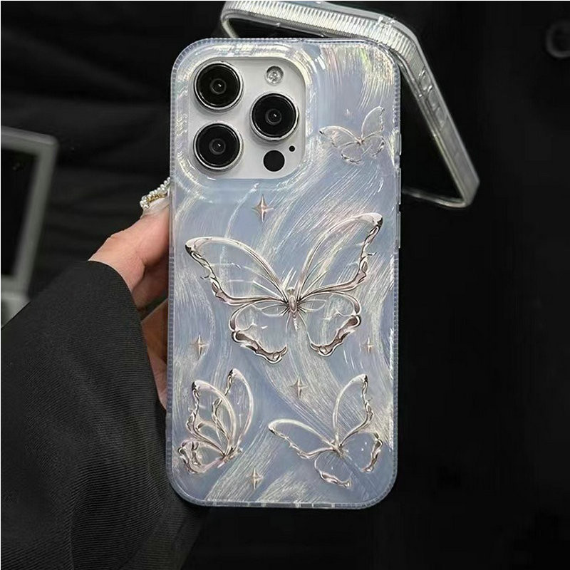 ốp lưng Butterfly OPPO Reno 12 F 11F 11 F25 10 Pro 5G 8Z 7Z 8T 4G 8 Lite 7 6Z 5Z 5F 6 5 4 4F A15 A15S A53 A33 A8 A31 2020 A94 A93 A9 A5 A7 A5S A12 A12S A11K Reno8 Reno7 Reno6 Z Reno5 Z INS Luxury Laser Feather Yarn Gradient Phone Case YS 01