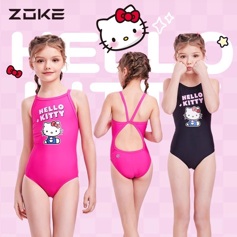 Hello Kitty Đồ Bơi Cho Trẻ Em Bé Gái Nhanh Khô Thoáng Khí Huấn Luyện Đồ Bơi ZOKE Trang Phục Bơi Cho 