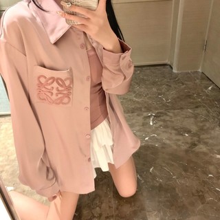 LO* 24SSEarly Spring New Badge Imitation Acetate Shirt Simple Fashion Socialite Elegant