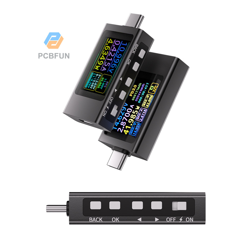 Pcbfun KWS-X1 DC 4-30V 0-12A HD IPS Display Type C Đồng hồ đo phát hiện điện áp và dòng điện Thiết b