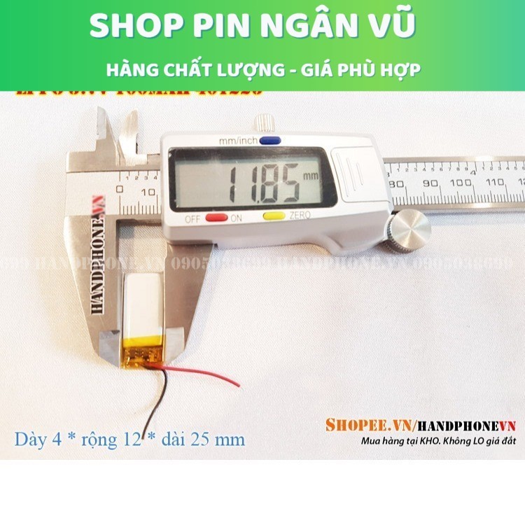 Pin 3.7V 401225 100mAh (Li-Po-ly-me). Pin dày 4mm, pin cho mi band đời cũ