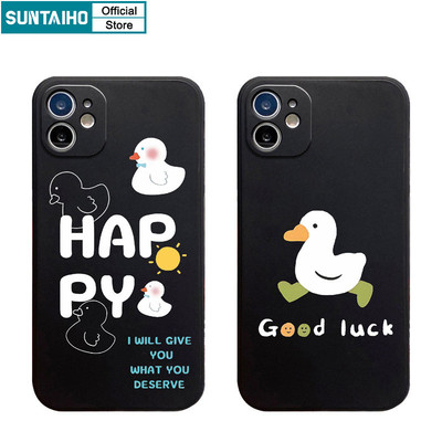 Suntaiho Ngộ nghĩnh Dễ Thương Vỏ Điện Thoại Họa Tiết Vịt Trắng Cho Iphone 11 12 13 14 15 16 Pro Max IP 7 8 Plus Iphon X Xs XR Xs Max Silicon Mềm Cao Cấp Chống Sốc Ốp Lưng