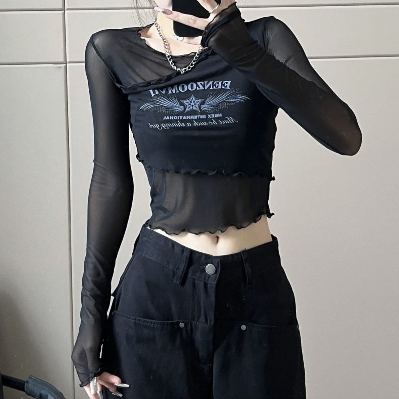 Irregular Woman[T Shirt Autumn Long Sleeve New American Style Personality Top High Rating1358Slimmin