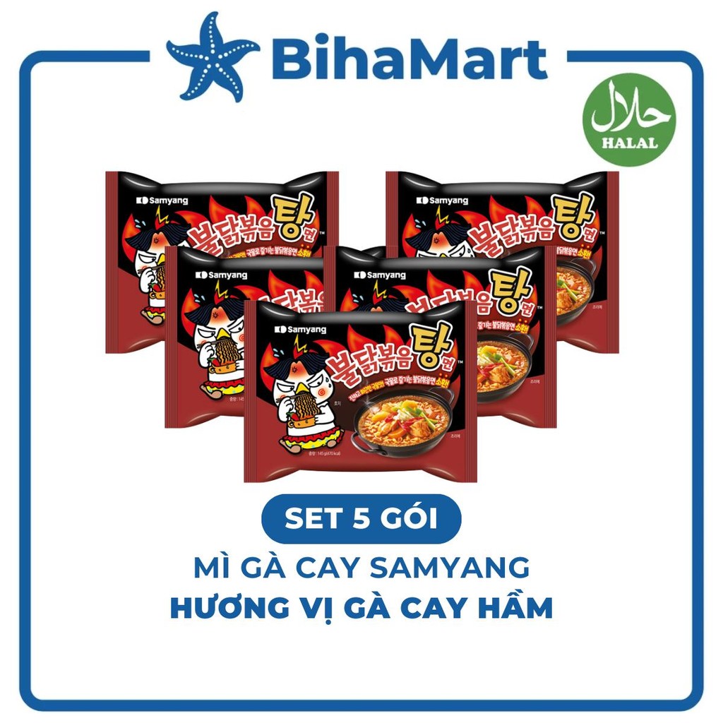 [SET 5 GÓI]- SAMYANG - Mì gà cay Samyang hương vị Gà cay hầm, Mì nước gà cay Samyang, Mì nước Samyan