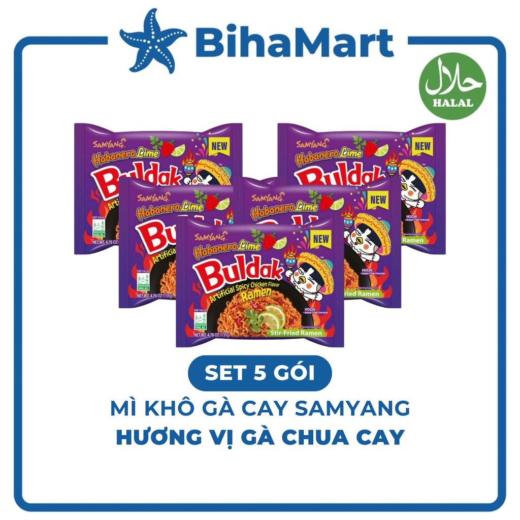 [SET5GÓI] - SAMYANG - Mì khô gà cay Samyang hương vị Gà chua cay, Mì gà chua cay Samyang, Mì Samyang