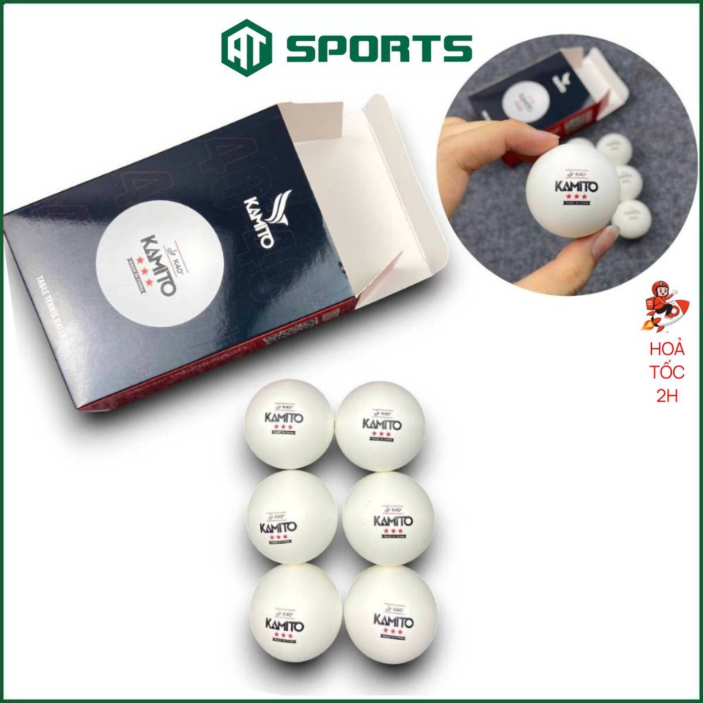 Hộp 6 Quả Bóng Bàn Thi Đấu KAMITO, Hộp Banh Bóng Bàn K40+ 3 Sao