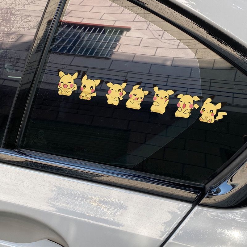 Hoạt Hình Pikachu Dễ Thương Miếng Dán Trang Trí Xe Pokémon Miếng Dán Chống Trầy Xước Miếng Dán Xe Má