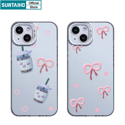 Suntaiho Ngộ nghĩnh Dễ Thương Vỏ Điện Thoại Họa Tiết Nơ Đẹp Cho Iphone 15 14 12 13 11 Pro Max IP 7 8 Plus Iphon X Xs XR Xs Max TPU Silicone Mềm Cao Cấp Chống Sốc Ốp Lưng