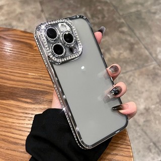 Ốp Điện Thoại Kim Cương Flash Sang Trọng Cho iPhone 11 12 13 14 15 Pro max 15 plus XR XS max Ống Kính Bảo Vệ Camera Vỏ Chống Sốc TPU Vỏ Mềm Vỏ Bảo Vệ Điện Thoại