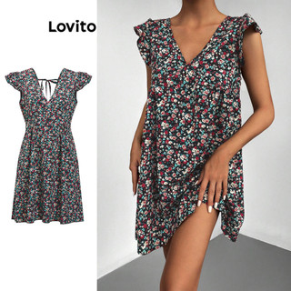 Đầm Lovito họa tiết hoa phong cách thường ngày cho nữ LSE02656