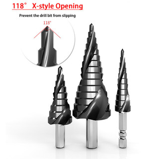 4-12 4-20 4-32 hss titanium coated step drill bit set drilling power tools metal high speed steel wood hole cutter cone drill
