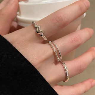 3 Cái / bộ Bộ Nhẫn Hình Học Trái Tim Hợp Kim Phổ Biến Cho Nữ