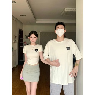 Y Lover 's Island-Couple Wear 2024 Phong Cách Mới Pure Desire Phong Cách Trái Tim Tình Yêu In Hình Áo Thun Ngắn Tay Mùa Hè Cao Cấp Hông Váy Cặp Đôi Phù Hợp Với