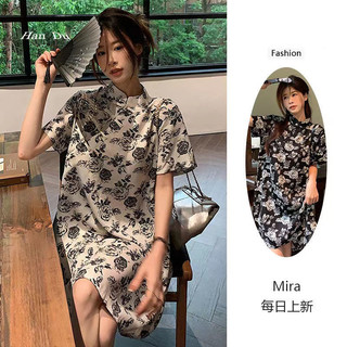 Váy dài Váy mùa hè Sườn xám mới Váy hoa hồng cổ điển