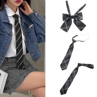 ✿ nhật bản đại học polyester lụa pre-tied cà vạt cổ vintage màu xám ca rô cà vạt học sinh đồng phục nơ cà vạt