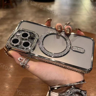 Ốp lưng dẻo Điện Thoại iphone Mềm Đính Đá Chống Sốc Bảo Vệ camera hỗ trợ hút không dây 11 12 13 14 15 PRO MAX 15 14 Plus