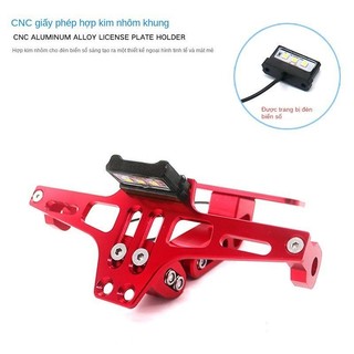 Khung biển số phía sau sửa đổi xe máy có đèn MSX Khung biển số có thể điều chỉnh Khung hợp kim nhôm CNC Khung hỗ trợ biển số-HXVN51
