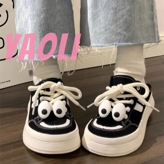 Yaoli Giày thể thao phong cách mới, giày vải hai đế dày dễ thương thời trang xấu xí