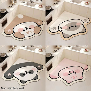 Hoạt hình dễ thương nhà bếp hình quạt thảm sàn chống trơn trượt chống dầu và chống thấm nước thảm chân chống vết bẩn thảm vào nhà