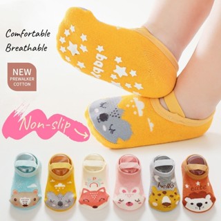 2024 Mới Trẻ Em Tất Viền Cho Bé Tập Đi Tất Sàn Bé Hoạt Hình In Cao Su Chống Trơn Trượt Tất