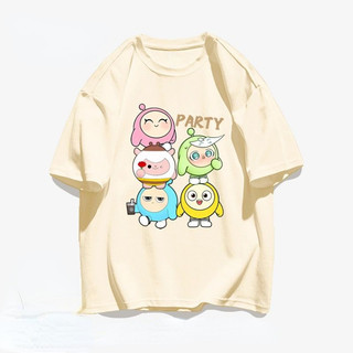 [Polyester] Áo thun ngắn tay cổ tròn hoạt hình dễ thương mùa hè mới dành cho nữ Áo thun dáng rộng đa năng S ~ 3XL