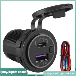 Bộ sạc xe hơi USB PD Type C và Bộ sạc nhanh QC 3.0 Ổ cắm điện 12V có công tắc bật / tắt cho xe máy RV ATV ncsqqkjjs.vn