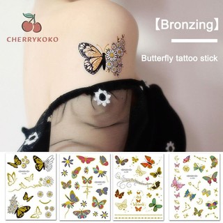Chống thấm nước bướm hình xăm dán nhỏ tươi xương cổ hoạt hình broning hình xăm dán