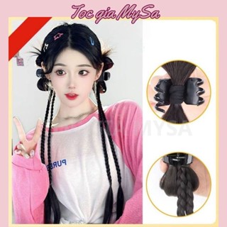  Tóc giả kẹp nơ thắt bím cho nữ 50cm tóc tết giả thắt bím nơ dài 