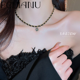 Feijianudrejew zircon hoa trà da cuộn dây cổ nhẹ sang trọng vòng cổ cổ cao khí chất nữ tính vòng cổ