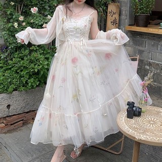 Bộ 2 món váy cổ tích lưới ngọt ngào mùa hè dành cho nữ + Cardigan