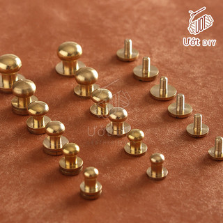 Chốt vít, đinh tán vặn ren đầu trù đồng thau - dụng cụ làm da handmade diy