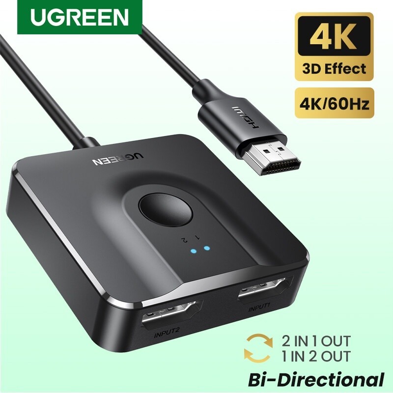 Bộ Chuyển Mạch HDMI 2.0 Ugreen 70607 - Hỗ Trợ 4K@60Hz / 3D / ARC - Hỗ trợ 2 chiều (luân phiên) | BigBuy360 - bigbuy360.vn