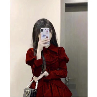 Váy Búp Bê Xinh Đẹp Phong Cách Hepburn Dáng Người Nhỏ Váy Liền Sang Trọng Con Gái Nhà Giàu Màu Đỏ Mẫu Mới Mùa Xuân